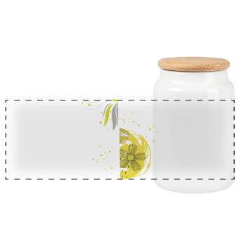 Ornement en spirale florale - Boîte à biscuits avec couvercle en bois - blanc - Devant