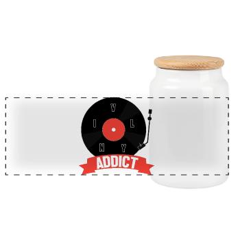 Vinyl - Panoramic Cookie Jar with Wooden Lid - white - Front