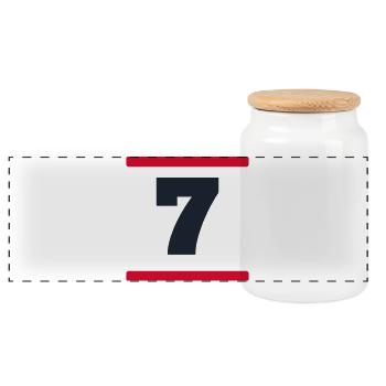 Shirt number 7 - jersey number team birthday - Panoramic Cookie Jar with Wooden Lid - white - Front