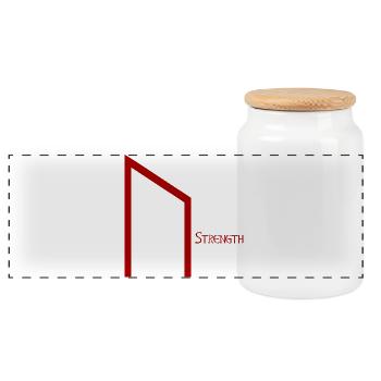 Rune Uruz avec Sens Rouge – Viking Futhark Norse - Boîte à biscuits avec couvercle en bois - blanc - Devant