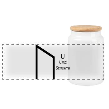 Uruz Rune Complete Black – Viking Futhark - Boîte à biscuits avec couvercle en bois - blanc - Devant