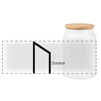 Rune Uruz avec Sens Noir – Viking Futhark - Boîte à biscuits avec couvercle en bois - blanc - Devant