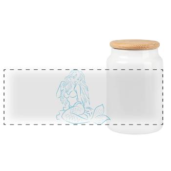 Mermaid - Panoramic Cookie Jar with Wooden Lid - white - Front