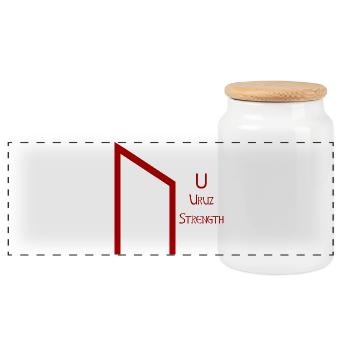 Uruz Rune Complete Red – Viking Futhark Norse - Boîte à biscuits avec couvercle en bois - blanc - Devant