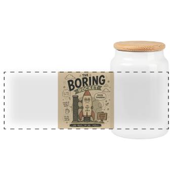 The Boring Rocket - Panoramic Cookie Jar with Wooden Lid - white - Front