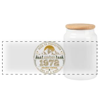 Cadeau Anniversaire 1972 Août Vintage 1972  - Boîte à biscuits avec couvercle en bois - blanc - Devant