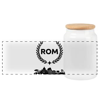 Rome Skyline - Panoramic Cookie Jar with Wooden Lid - white - Front