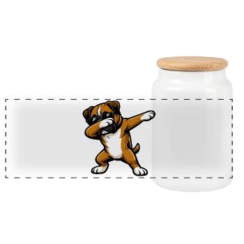 Dabbing Boxer in Comic Style - Panoramic Cookie Jar with Wooden Lid - white - Front