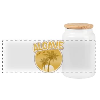 Algave - Panoramic Cookie Jar with Wooden Lid - white - Front