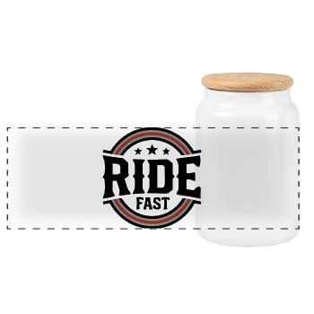 Ride Fast Badge Logo - Boîte à biscuits avec couvercle en bois - blanc - Devant