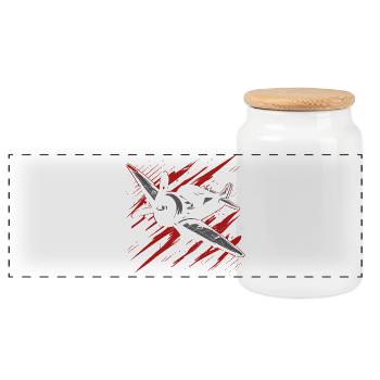 Croquis de l’avion à hélice - Boîte à biscuits avec couvercle en bois - blanc - Devant