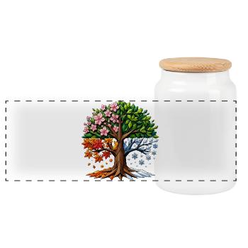 Polygone de l’arbre des quatre saisons - Boîte à biscuits avec couvercle en bois - blanc - Devant