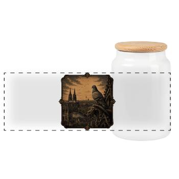  Funny Taubenzüchter Taubensport Brieftaube Herz - Panorama Keksdose mit Holzdeckel - Weiß - Vorne