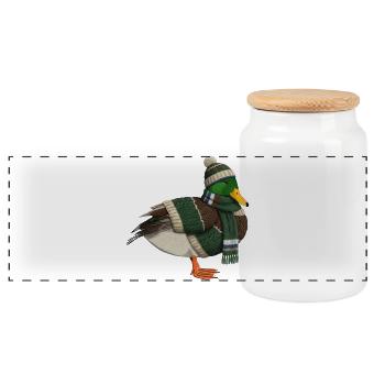 Ente im Strickpullover Winter Weihnachten - Panorama Keksdose mit Holzdeckel - Weiß - Vorne