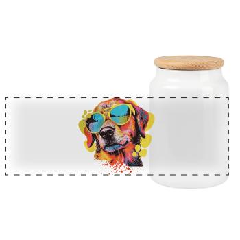 COOL DOG - Panorama Keksdose mit Holzdeckel - Weiß - Vorne