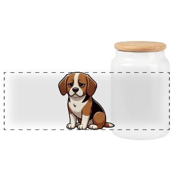 Beagle Beaglebesitzer Beaglehalter beaglehund - Panorama Keksdose mit Holzdeckel - Weiß - Vorne