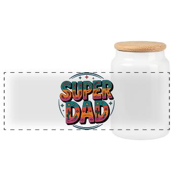 Super Dad - Super Papa - Panorama Keksdose mit Holzdeckel - Weiß - Vorne