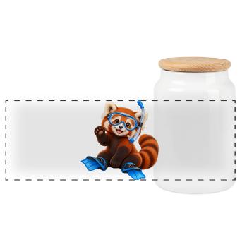 Tauchender Red Panda - Panorama Keksdose mit Holzdeckel - Weiß - Vorne