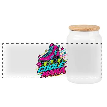 Neon Roller Mama - Panorama Keksdose mit Holzdeckel - Weiß - Vorne