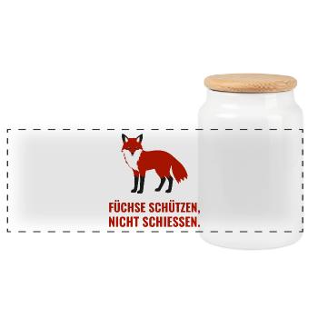 Füchse schützen, nicht schiessen - Panorama Keksdose mit Holzdeckel - Weiß - Vorne