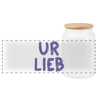 UR LIEB – Süßer Spruch mit österreichischem Charme - Panorama Keksdose mit Holzdeckel - Weiß - Vorne