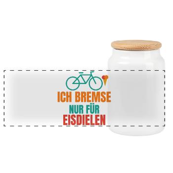 Ich bremse nur für Eisdielen – Fahrrad Spruch - Panorama Keksdose mit Holzdeckel - Weiß - Vorne