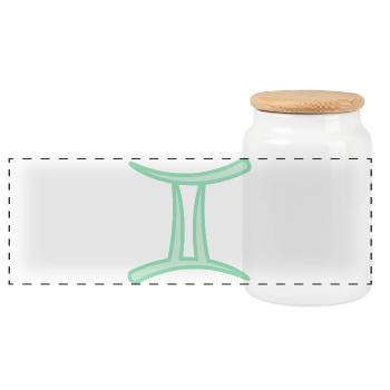 Zwillinge Sternzeichensymbol Pastel Grün - Panorama Keksdose mit Holzdeckel - Weiß - Vorne