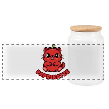 Paprikatze - die Fusion aus Katze und Paprika - Panorama Keksdose mit Holzdeckel - Weiß - Vorne