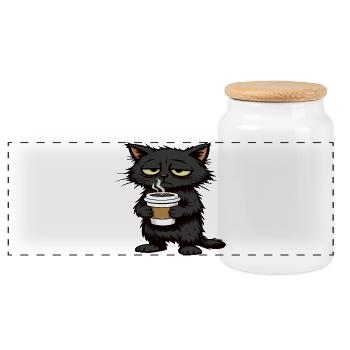 Schwarze Katze Katzen Katzenliebhaber Kätzchen - Panorama Keksdose mit Holzdeckel - Weiß - Vorne