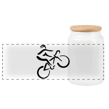 Bicycle riders - Panoramic Cookie Jar with Wooden Lid - white - Front