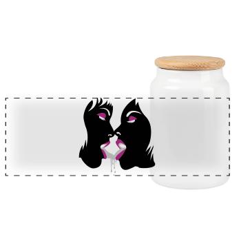 fluffy girls - Boîte à biscuits avec couvercle en bois - blanc - Devant