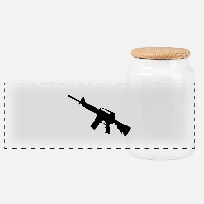 m16 - Panoramic Cookie Jar with Wooden Lid - white