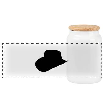 Hat - Panoramic Cookie Jar with Wooden Lid - white - Front