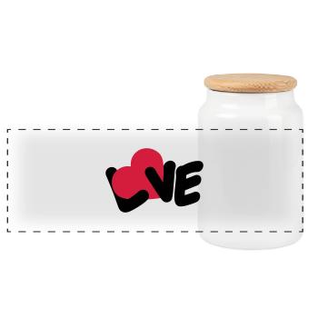 Texte d’amour Logo de la Saint-Valentin Déclaration d’amour du cœur - Boîte à biscuits avec couvercle en bois - blanc - Devant