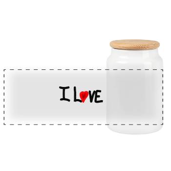 i love - Boîte à biscuits avec couvercle en bois - blanc - Devant