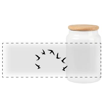 Mauersegler / swifts (1c) - Panoramic Cookie Jar with Wooden Lid - white - Front