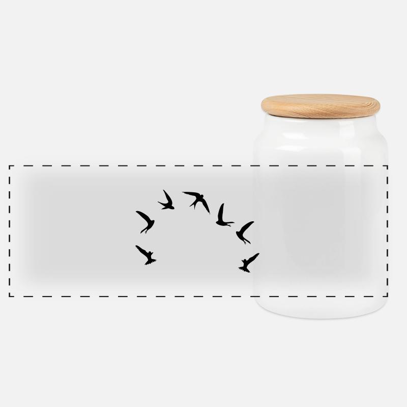 Mauersegler / swifts (1c) - Panorama Keksdose mit Holzdeckel - Weiß
