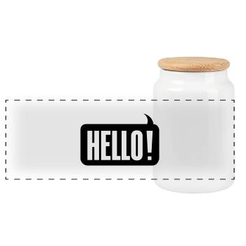 Hello! - Panoramic Cookie Jar with Wooden Lid - white - Front