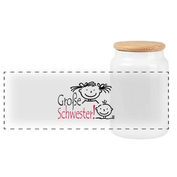Grosse Schwester - Panorama Keksdose mit Holzdeckel - Weiß - Vorne