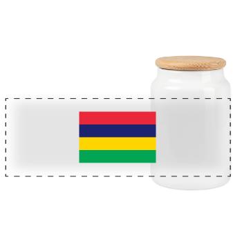 Flag of Mauritius, Drapeau des iles Maurice - Boîte à biscuits avec couvercle en bois - blanc - Devant