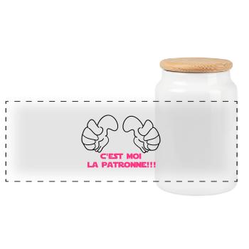 C'EST MOI La PATRONne - Boîte à biscuits avec couvercle en bois - blanc - Devant