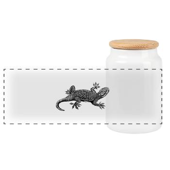 gecko - Panorama Keksdose mit Holzdeckel - Weiß - Vorne