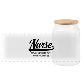 Nurse - Superhero - Panorama Keksdose mit Holzdeckel - Weiß - Vorne