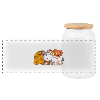 Puni Friends - Panoramic Cookie Jar with Wooden Lid - white - Front