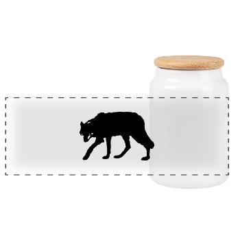 wolf_2 - Boîte à biscuits avec couvercle en bois - blanc - Devant