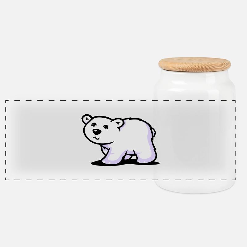Eisbär - Panorama Keksdose mit Holzdeckel - Weiß