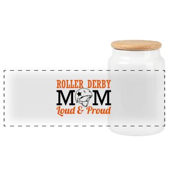 Roller derby mom - loud - Panorama Keksdose mit Holzdeckel - Weiß - Vorne