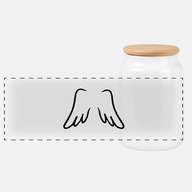 Flügel - Wings - Panorama Keksdose mit Holzdeckel - Weiß