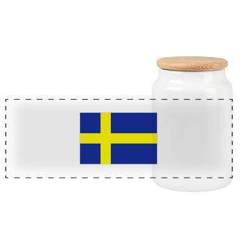 Schweden Flagge - Panorama Keksdose mit Holzdeckel - Weiß - Vorne