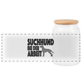 Suchhund - Panorama Keksdose mit Holzdeckel - Weiß - Vorne